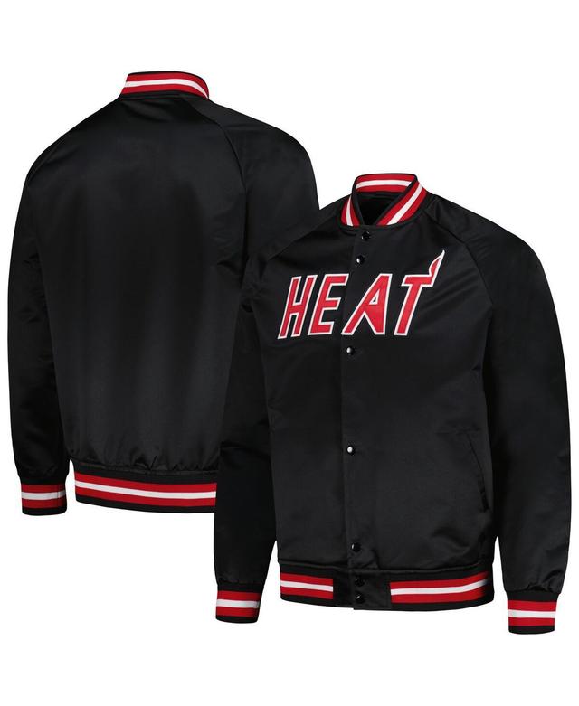 Mens Mitchell & Ness Black Miami Heat Hardwood Classics Throwback Wordmark Raglan Full-Snap Jacket Product Image