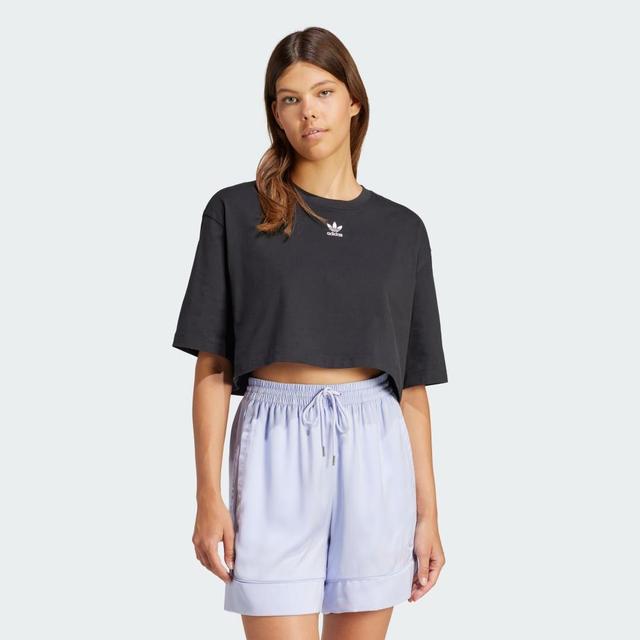 adidas Essentials Crop Top Black L Womens Product Image