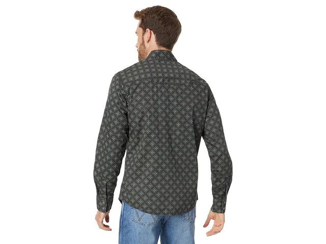 Wrangler Retro Premium Long Sleeve Print Blue/Tan) Men's Clothing Product Image