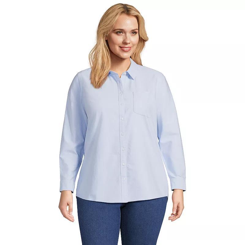 Petite Lands End Long Sleeve Button-Down Oxford Shirt, Womens Product Image