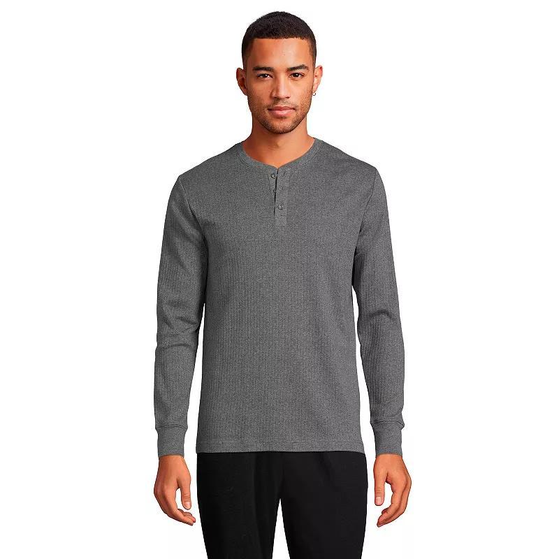 Big & Tall Lands End Knit Ribbed Pajama Henley, Mens Product Image