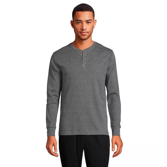 Lands End Mens Knit Rib Pajama Henley T-Shirt Product Image