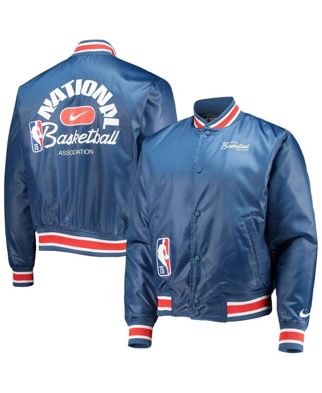 Mens Nike Blue Nba 75th Anniversary Courtside Satin Full-Snap Jacket Product Image