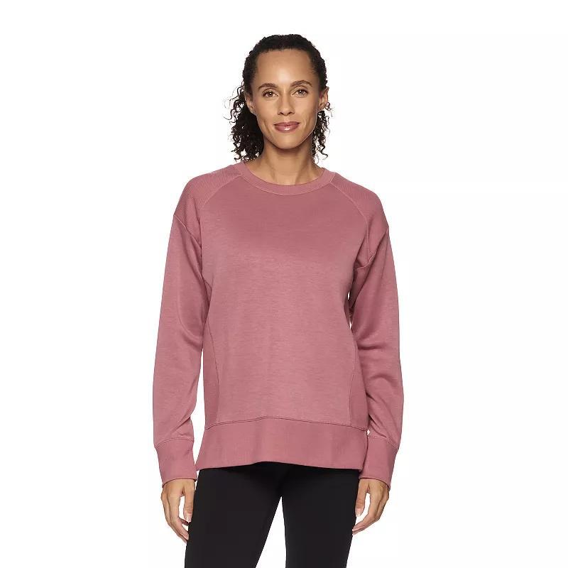 Womens Gaiam Hudson Rib Mix Crew Sweatshirt Deco Pink Product Image