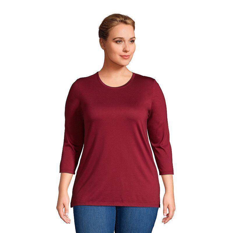 Plus Size Lands End Supima Cotton Relaxed Fit Crewneck Tunic, Womens Radiant Blue Product Image