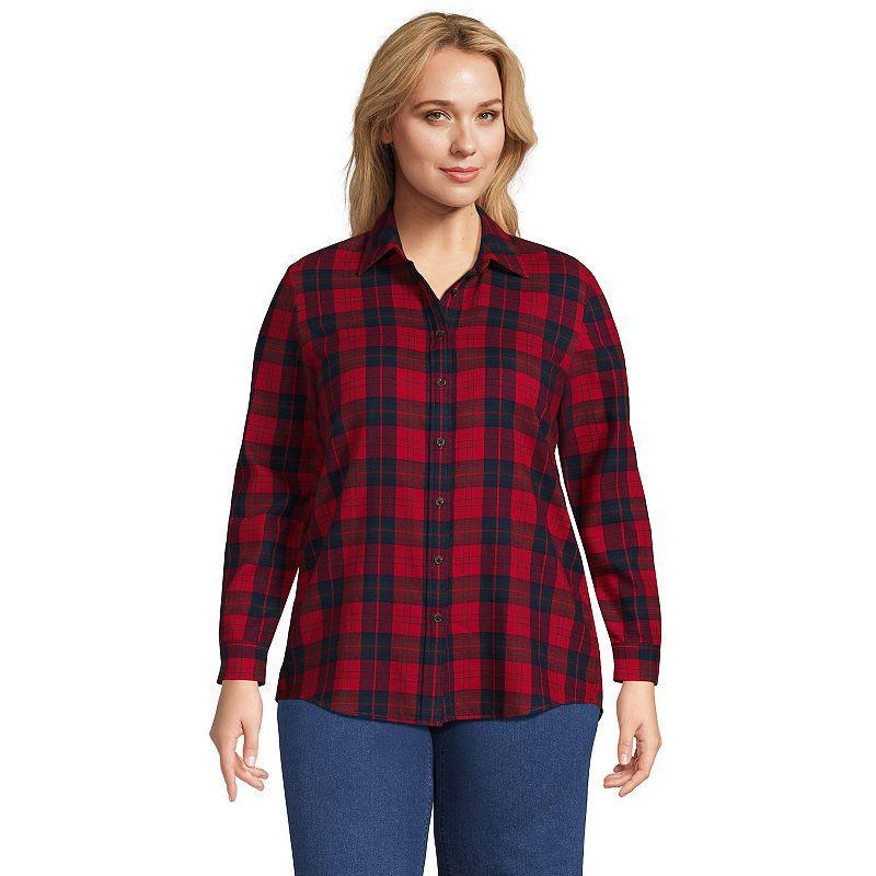 Plus Size Lands End Plaid Boyfriend Flannel Shirt, Womens product image