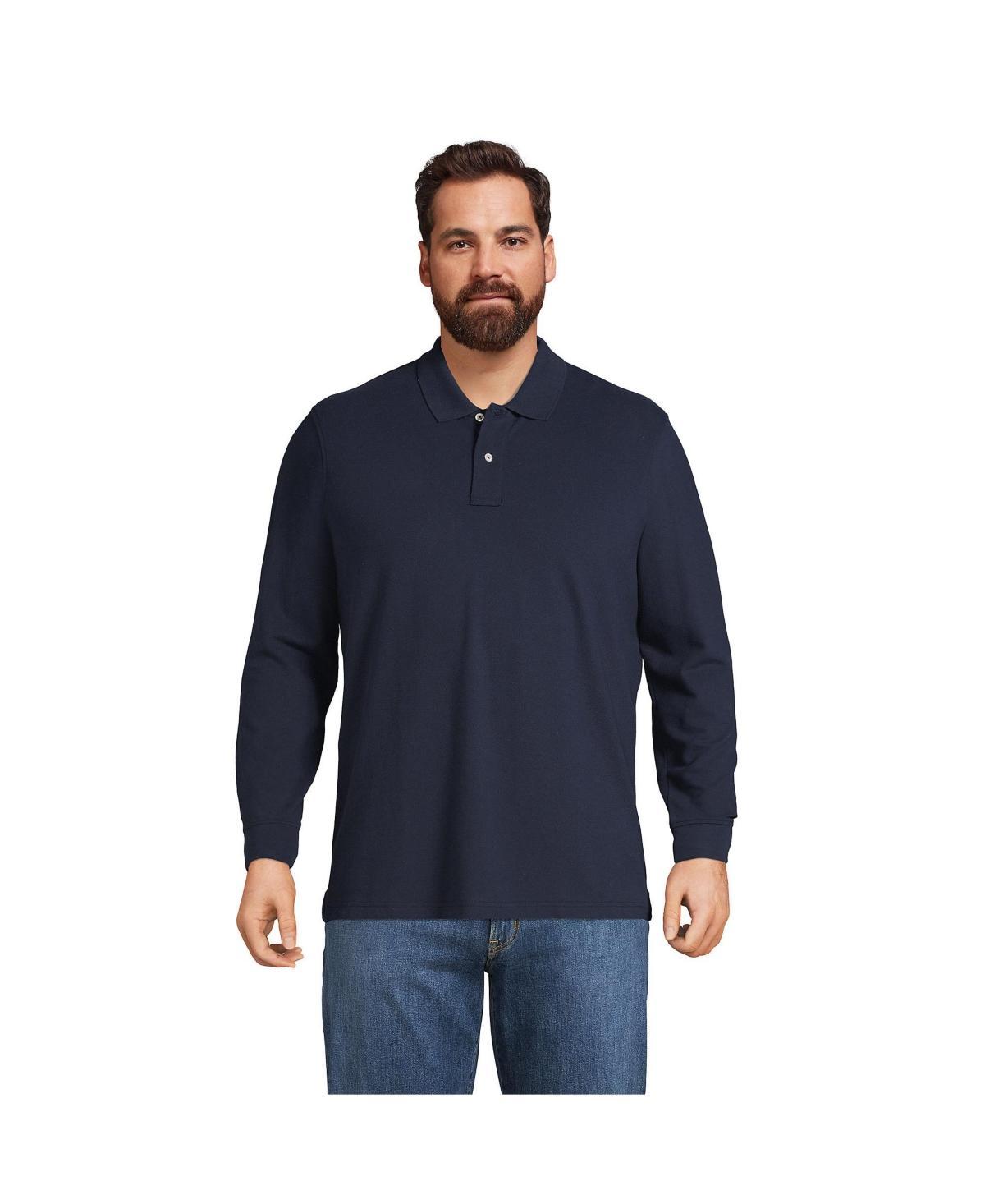 Lands End Mens Big and Tall Comfort First Long Sleeve Mesh Polo Shirt Product Image