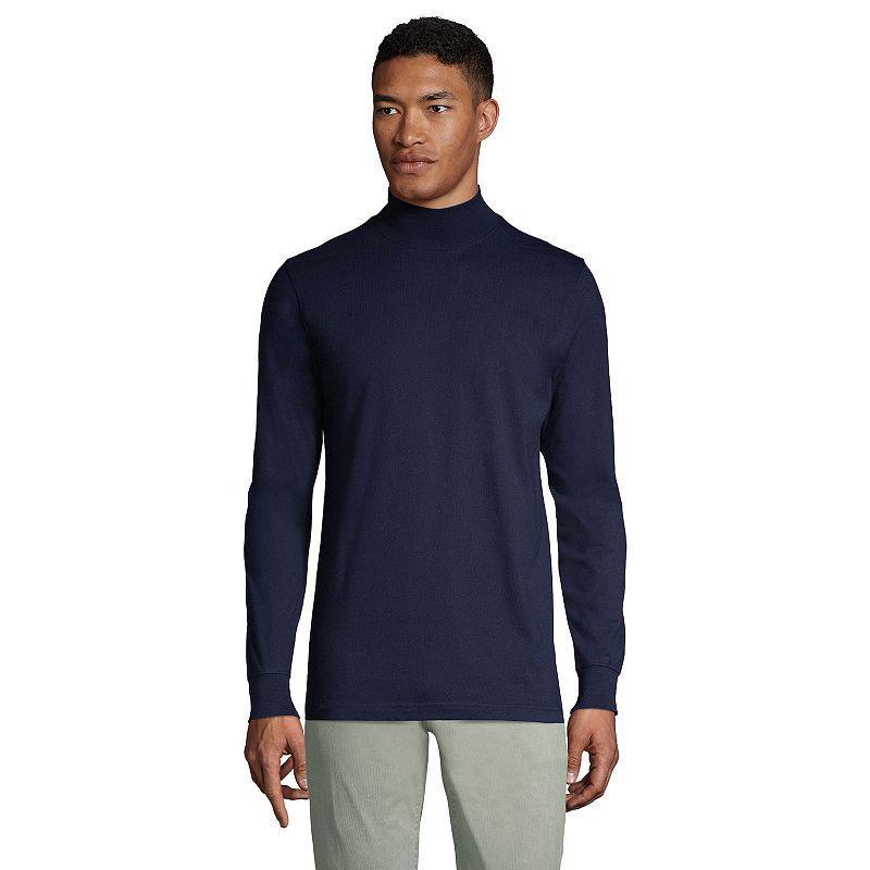 Big & Tall Lands End Super-T Classic-Fit Mock Turtleneck, Mens Radiant Blue Product Image