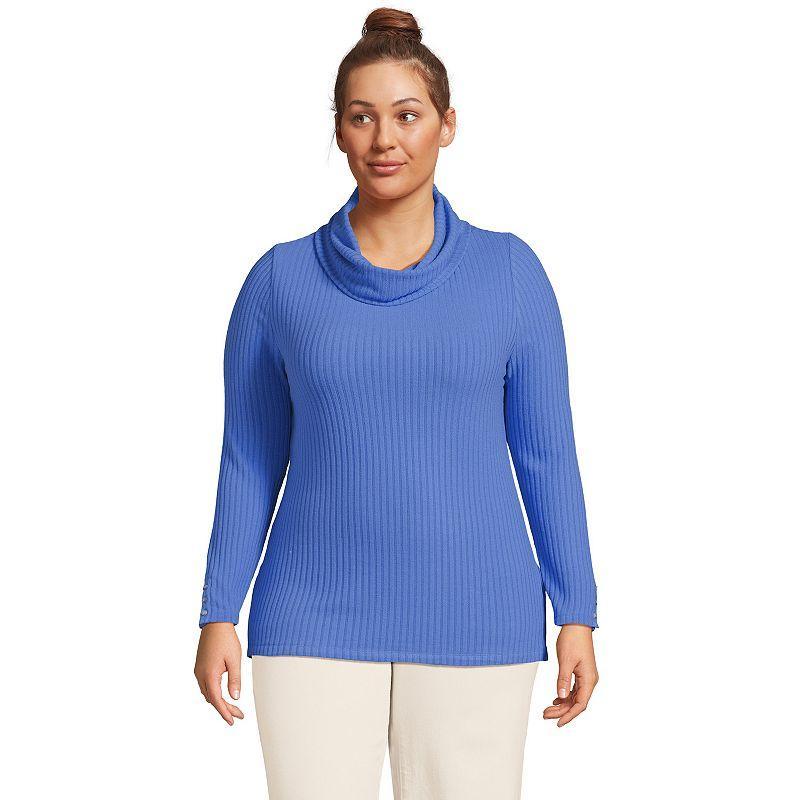 Plus Size Lands End Long Sleeve Wide Rib Turtleneck, Womens Product Image