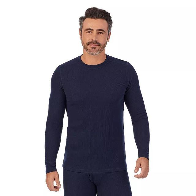 Mens Cuddl Duds Midweight Waffle Thermal Performance Base Layer Crew Top Navy Grey Product Image