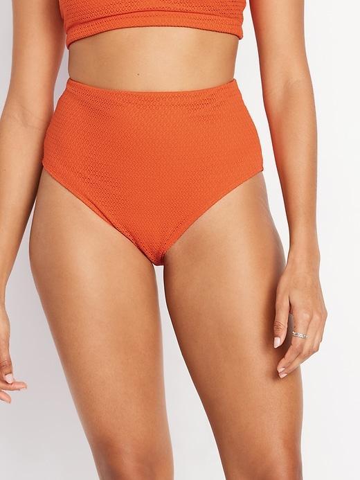 High-Waisted Crochet Bikini Swim Bottoms Product Image