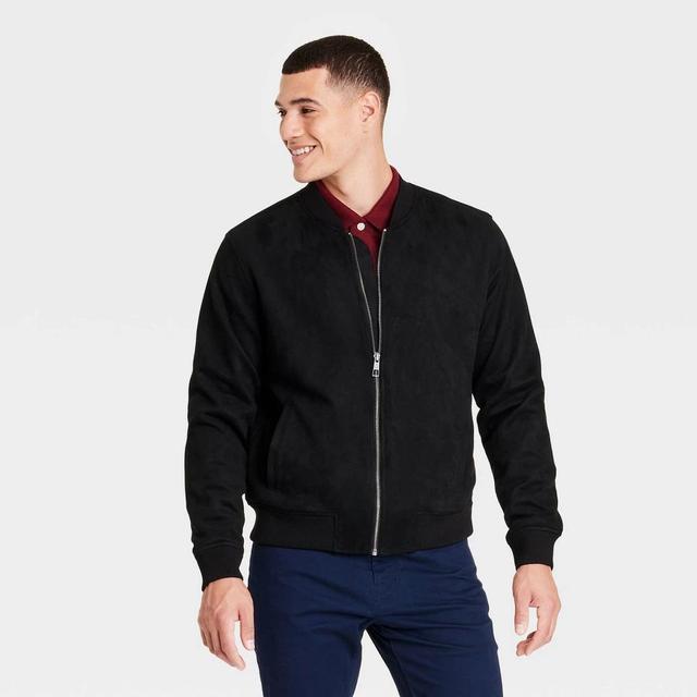 Mens Faux Suede Bomber Jacket - Goodfellow & Co Black Product Image