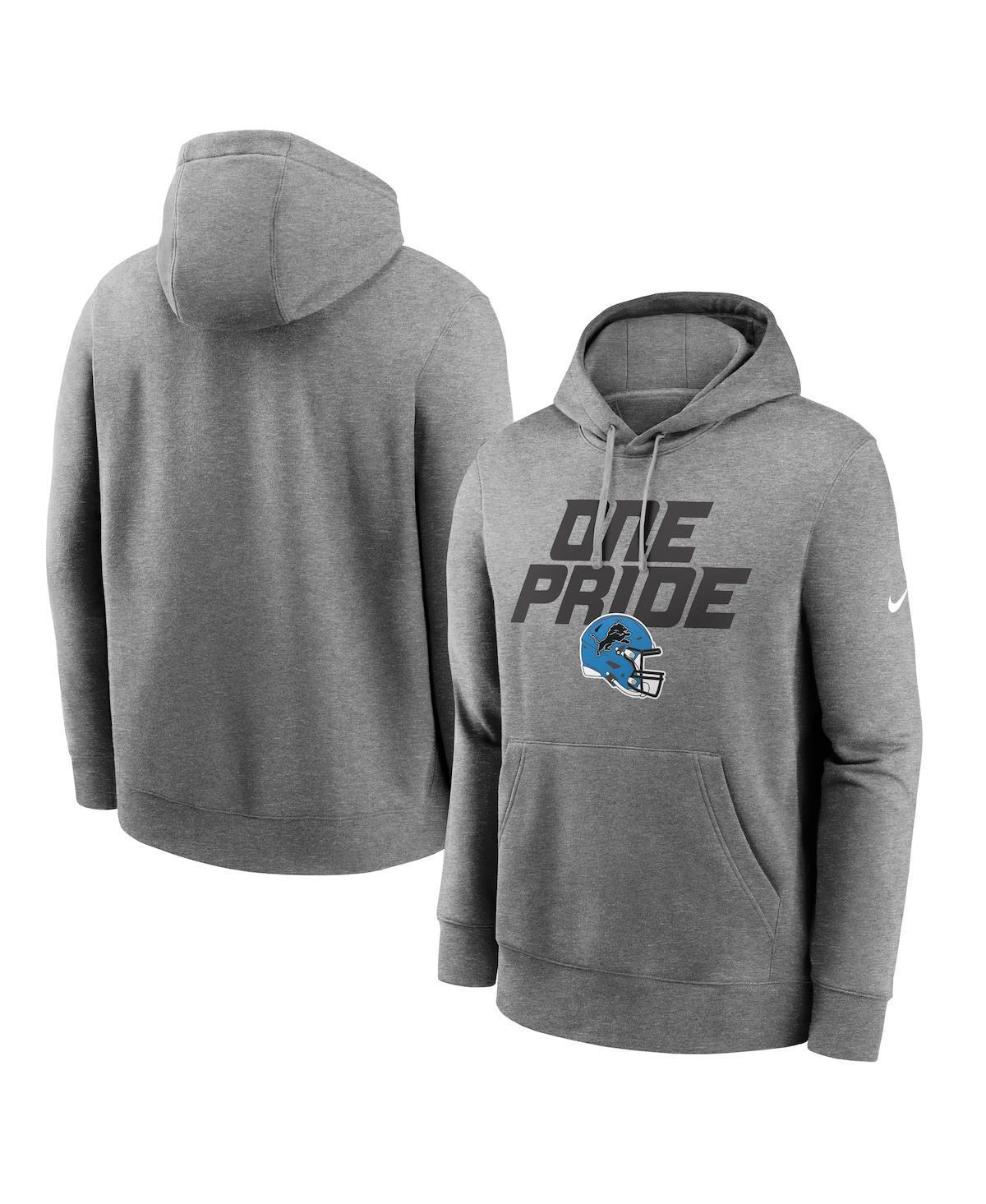 Nike Mens Heather Gray Detroit Lions Club Logo Pullover Hoodie Product Image