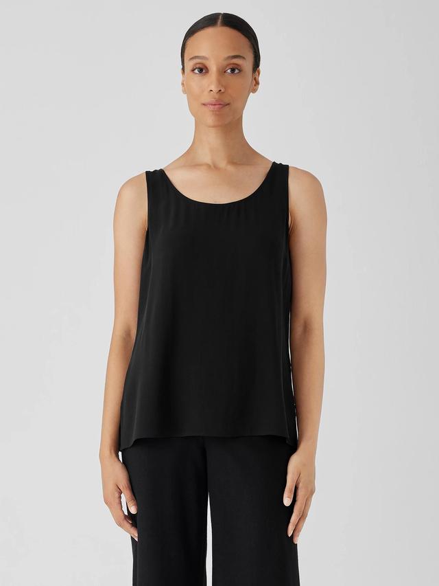 EILEEN FISHER Silk Georgette Crepe Scoop Neck Tankfemale Product Image