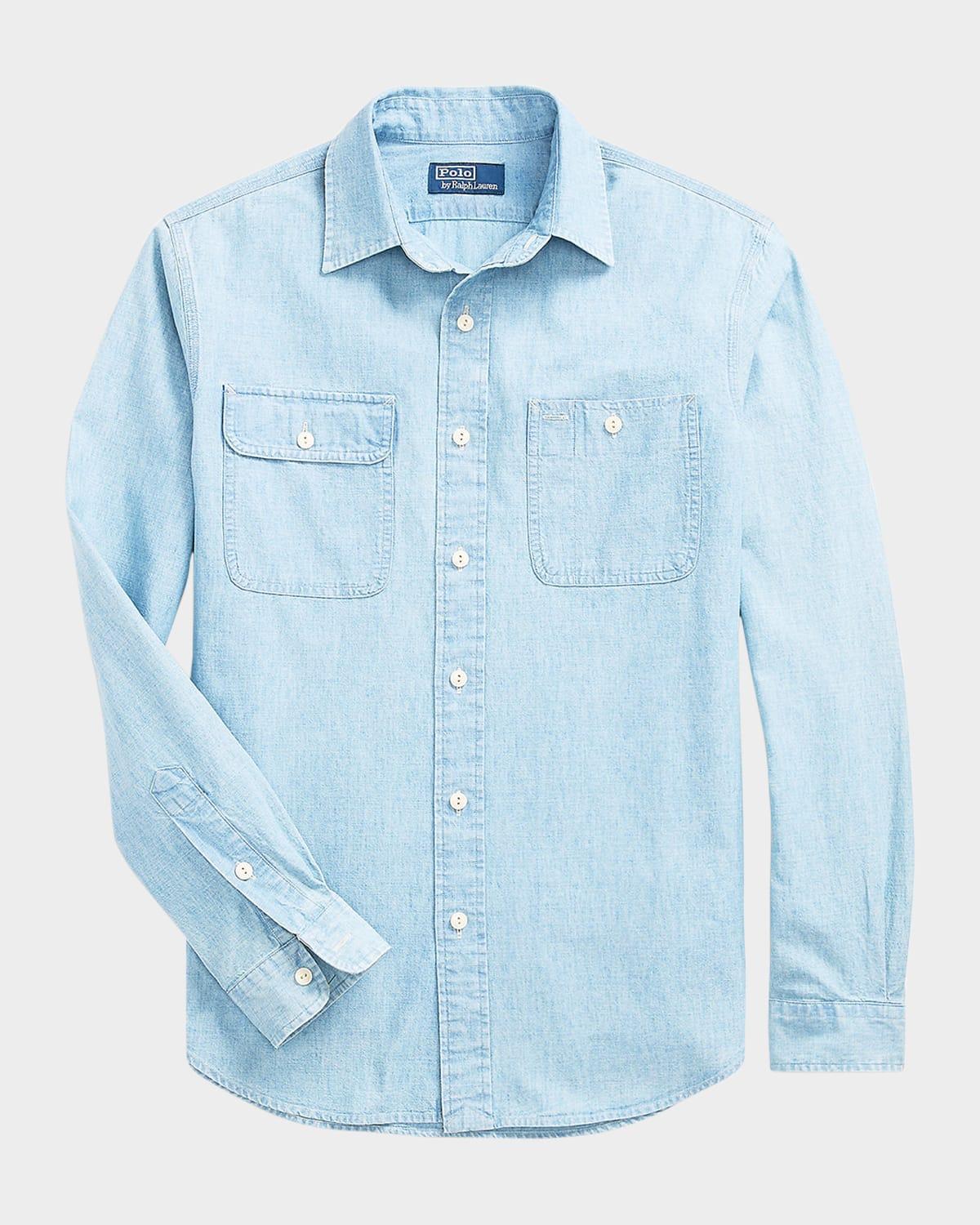 Mens Classic Fit Chambray Casual Shirt Product Image