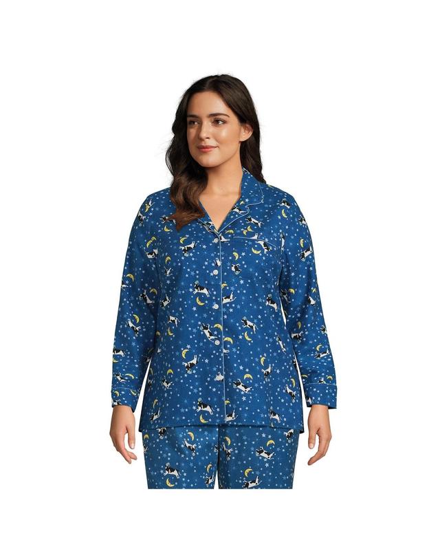 Plus Size Lands End Long Sleeve Flannel Pajama Top, Womens Product Image