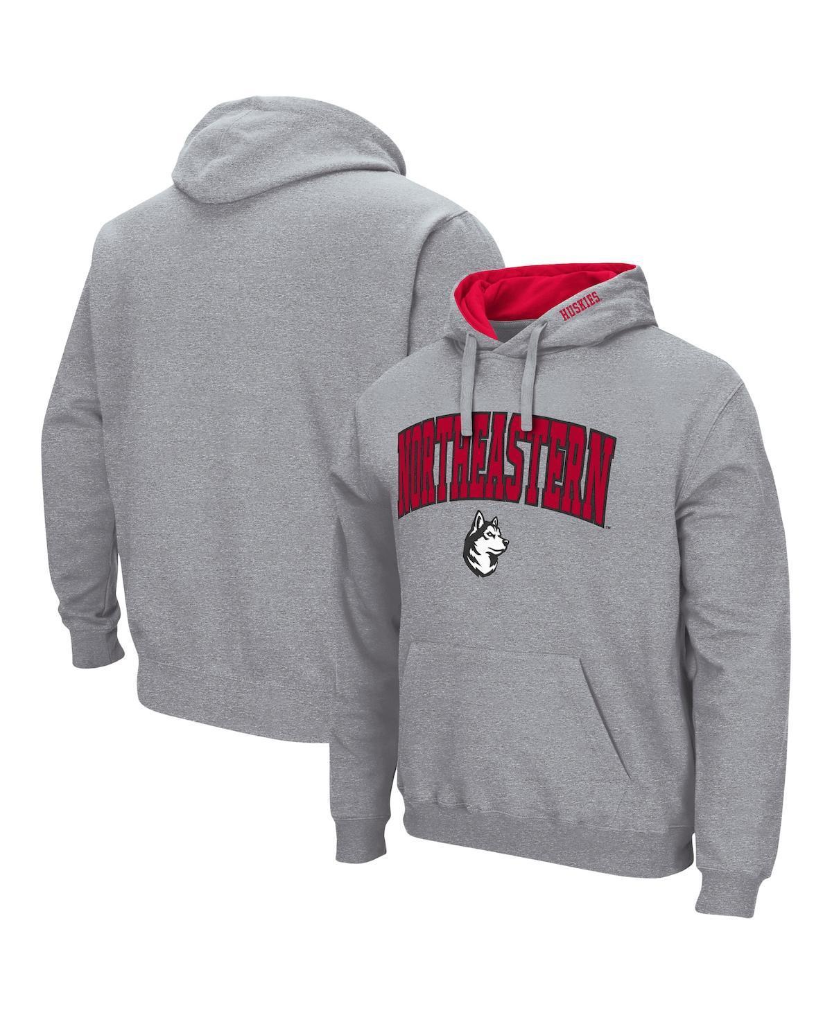 Mens Colosseum Heathered Gray Northeastern Huskies Arch and Logo Pullover Hoodie Product Image