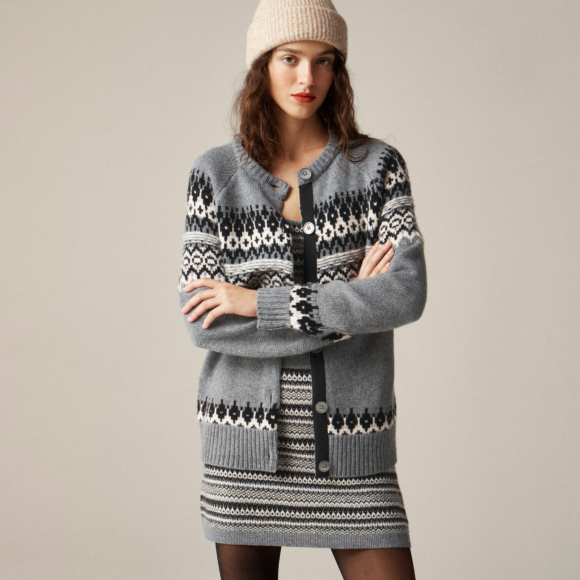 Cashmere relaxed Fair Isle cardigan sweater Product Image