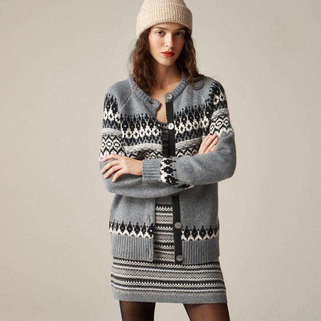 Cashmere relaxed Fair Isle cardigan sweater Product Image