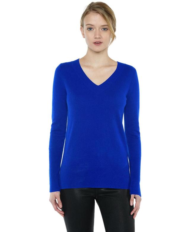 Jennie Liu Womens 100% Pure Cashmere Long Sleeve Ava V Neck Pullover Sweater (1571 X-Large ) - Orchid Product Image