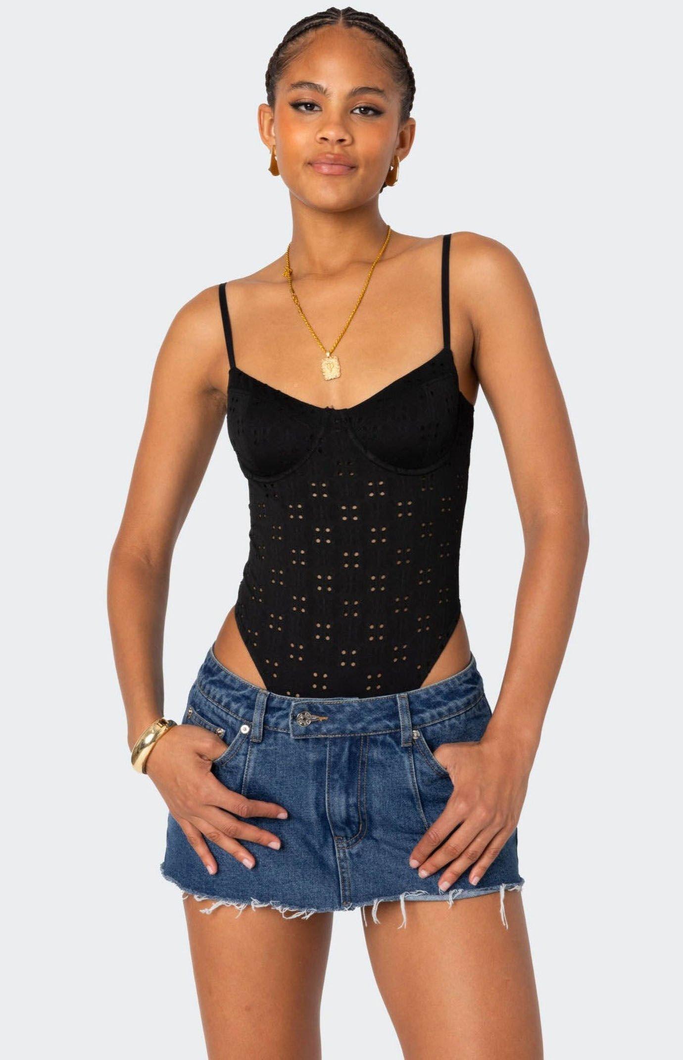 Edikted Women's Raven Cupped Eyelet Bodysuit Product Image