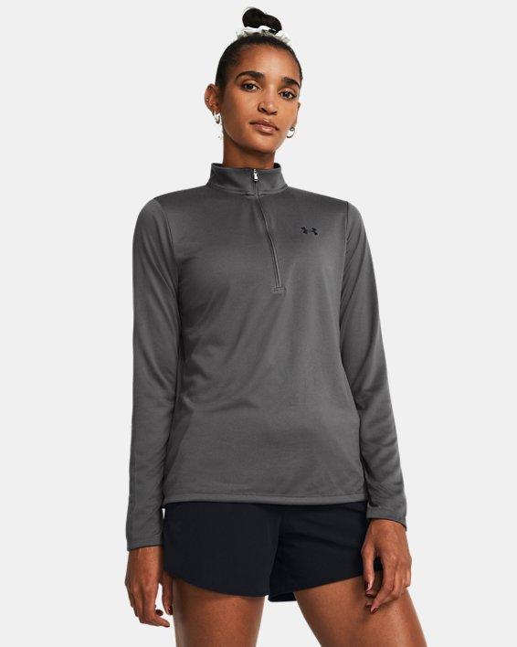 Under Armour Womens Solid Tech Half-Zip Logo Top - Black / Product Image