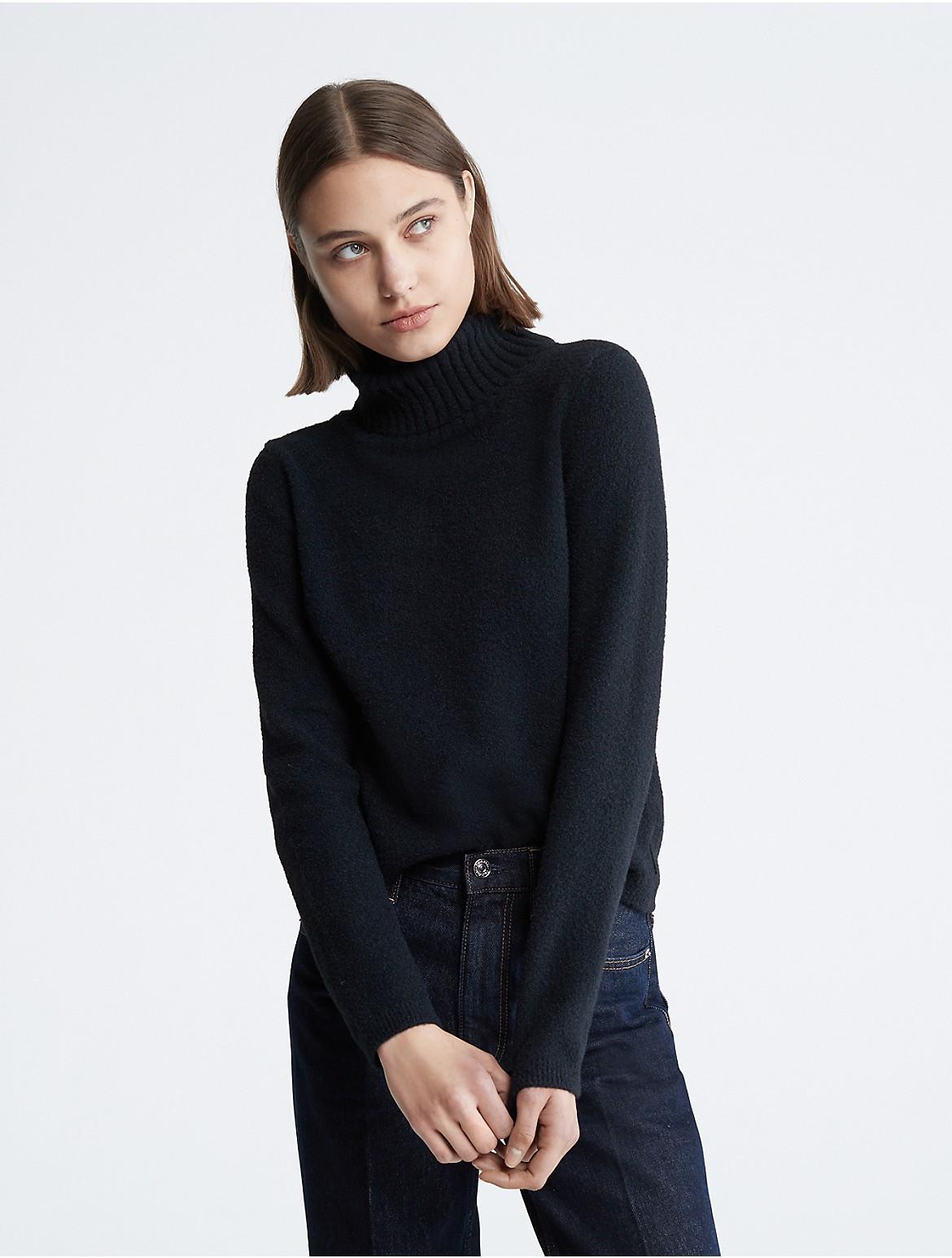 Calvin Klein Women's Plush Turtleneck Sweater - Black - M Product Image