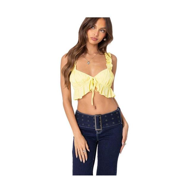 Edikted Womens Tie front ruffled top Product Image