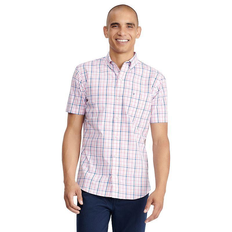 Mens IZOD Classic Breeze Plaid Short Sleeve Button-Down Shirt Blue Product Image