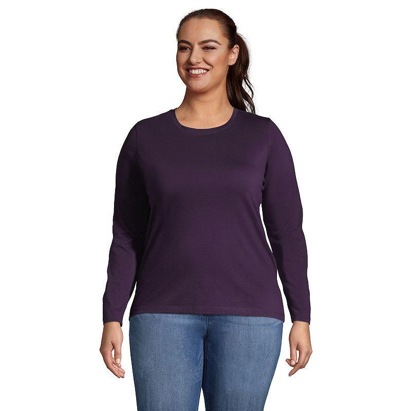 Plus Size Lands End Relaxed Supima Cotton Crewneck Tee, Womens Product Image