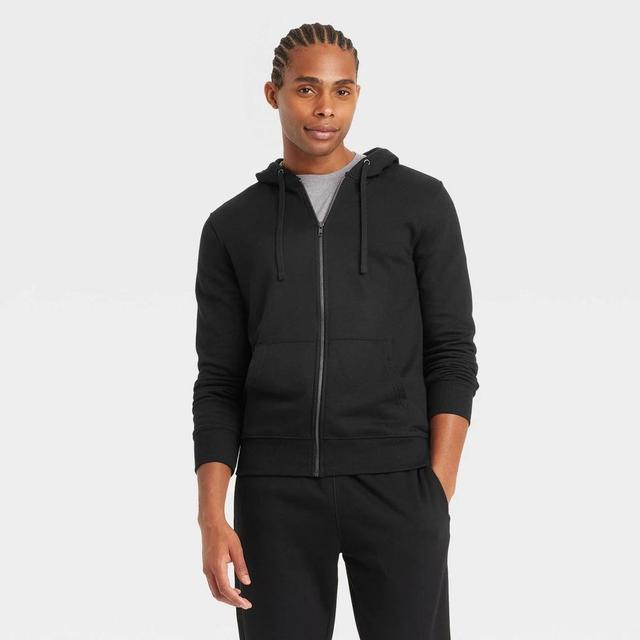 Mens Hooded Zip-Up Sweatshirt - Goodfellow & Co Black XXL Product Image