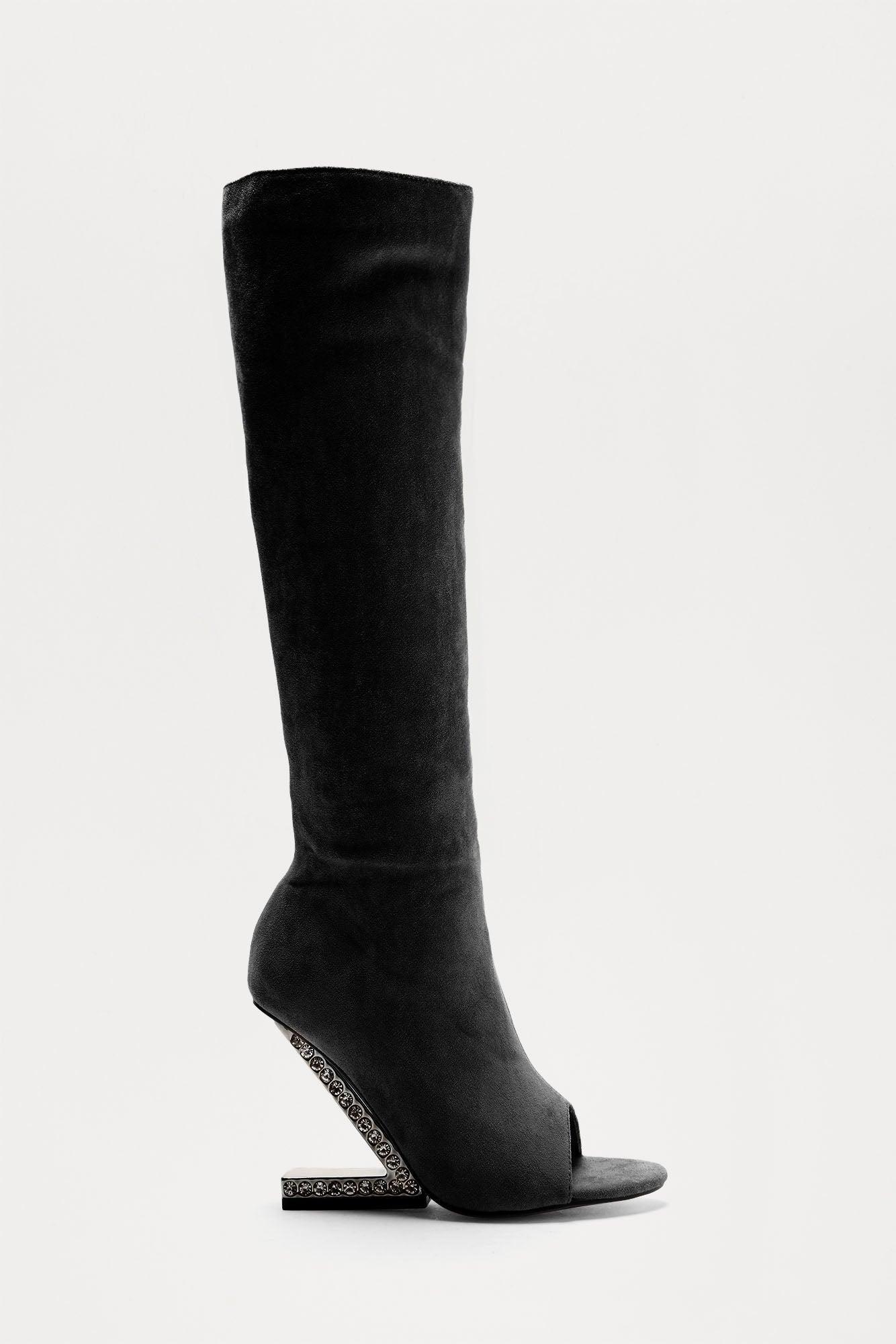 Trenton Faux Suede Boots - Black Product Image