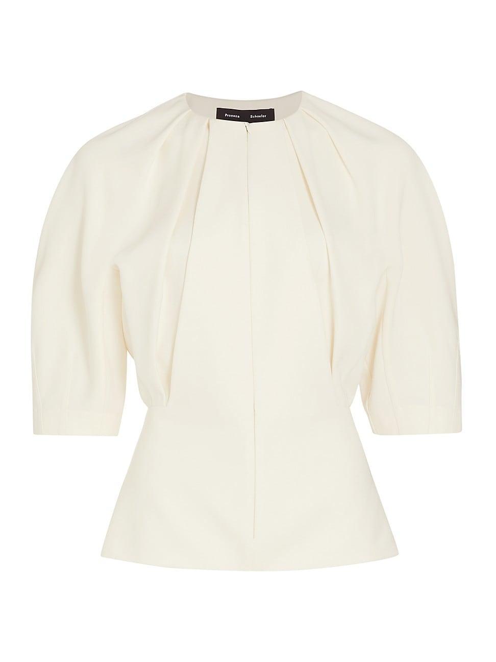 Womens Crepe Front-Zip Blouse Product Image