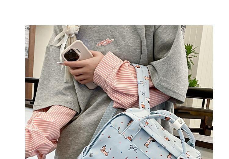 Cartoon Print Top Handle Nylon Backpack Product Image