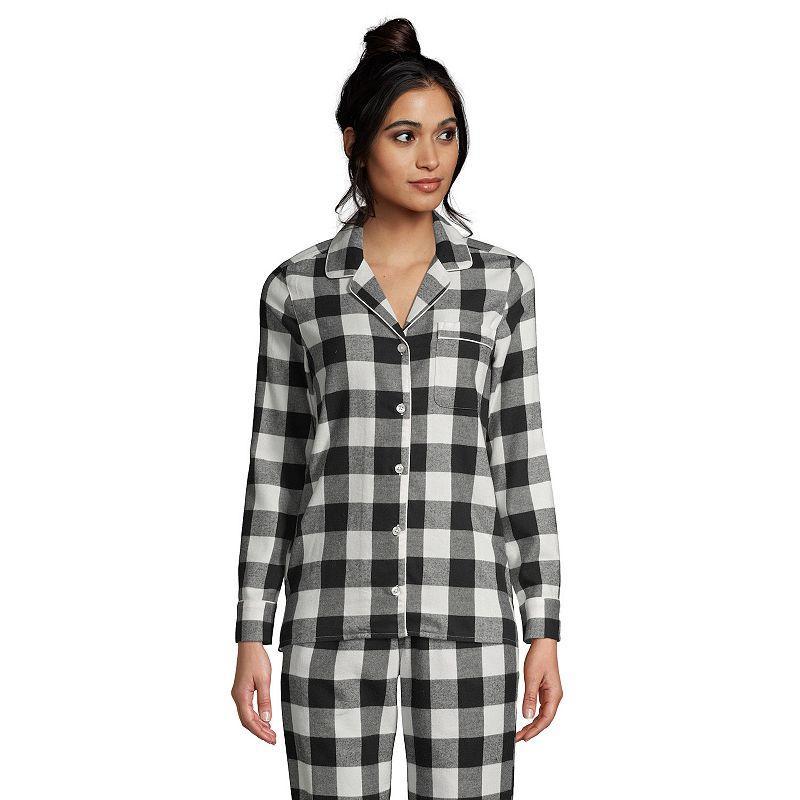 Womens Lands End Long Sleeve Flannel Pajama Top Product Image