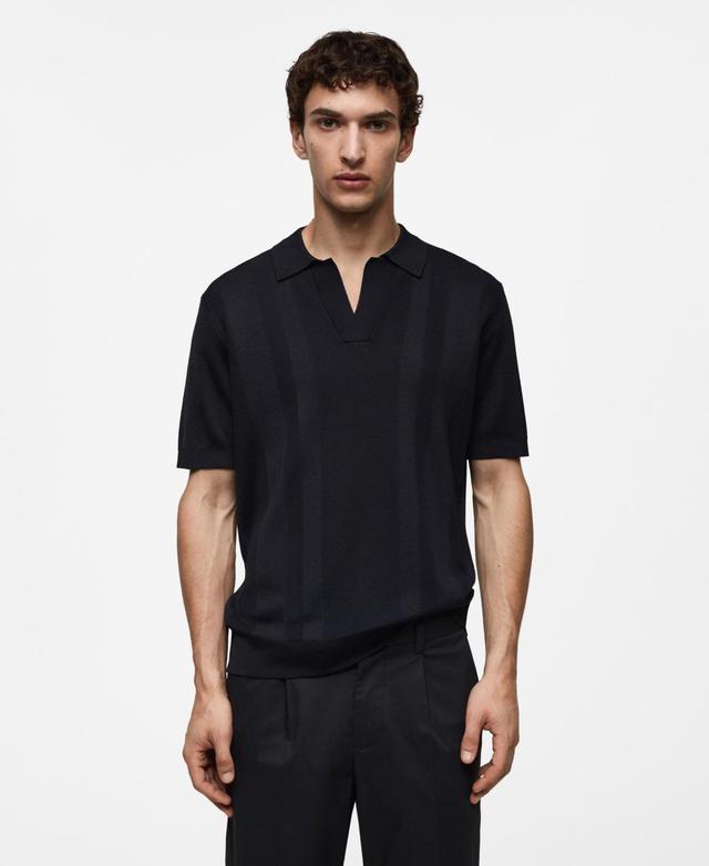 Mango Mens Ribbed Knit Polo Shirt Product Image