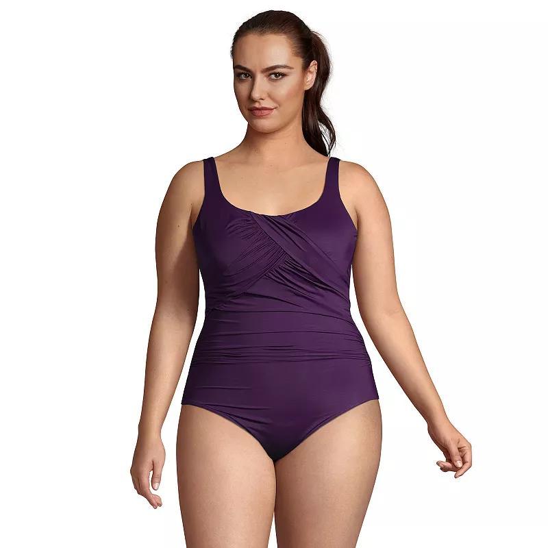 Plus Size Lands End Carmela SlenderSuit One-Piece Swimsuit, Womens Black Product Image