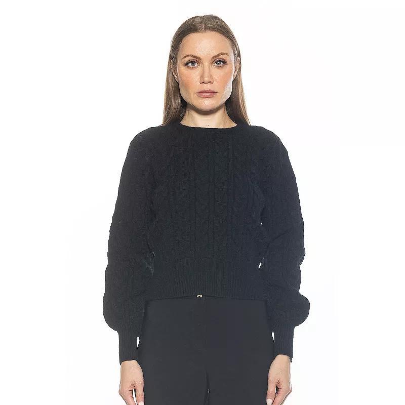 Womens ALEXIA ADMOR Berli Crewneck Bubble Sleeve Cable Knit Sweater product image