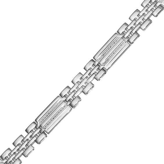 Men's 1/3 CT. T.w. Diamond Double Row Link Bracelet in Stainless Steel - 8.5" Product Image