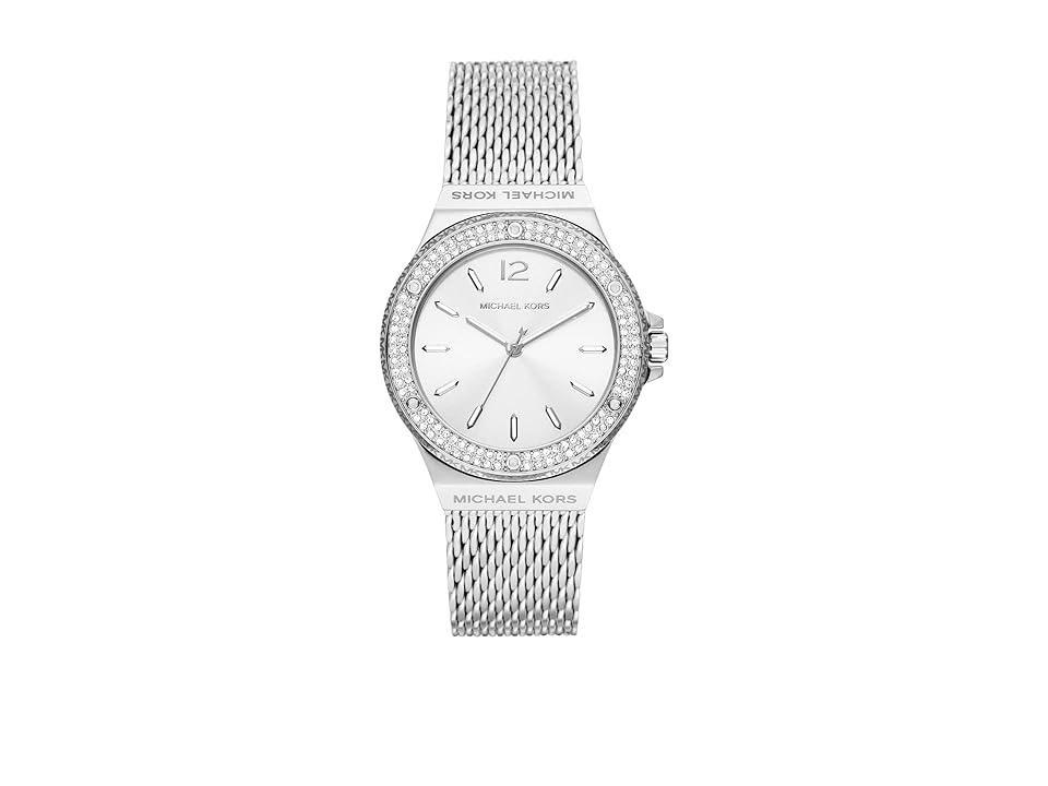 Michael Kors Womens Lennox Three-Hand Silver-Tone Stainless Steel Bracelet Mesh Watch, 37mm Product Image