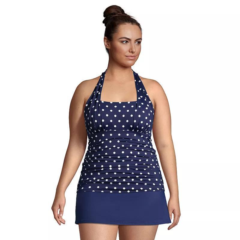 Lands End Womens Plus Size Square Neck Halter Tankini Swimsuit Top Product Image