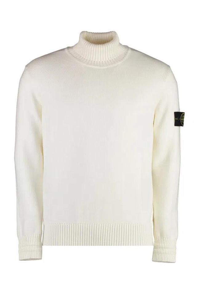 STONE ISLAND Wool Blend Turtleneck Sweater In Green Product Image