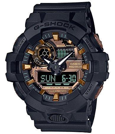 Men's Casio G-Shock Classic Black Resin Strap Watch with Rust Gold-Tone Dial (Model: Ga700Rc-1A) Product Image