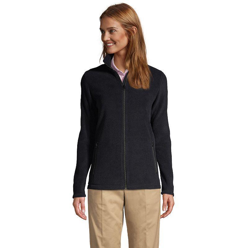 Womens Lands End Full-Zip Long Sleeve Fleece Jacket Dark Red Product Image