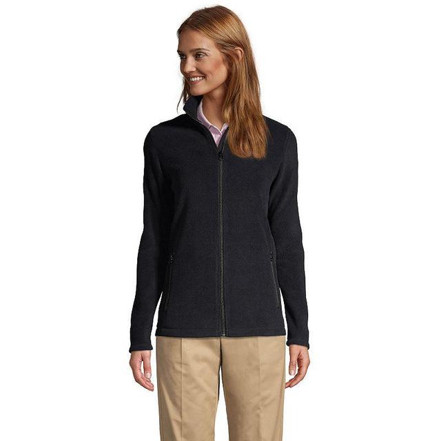 Womens Lands End Full-Zip Long Sleeve Fleece Jacket Dark Grey Product Image