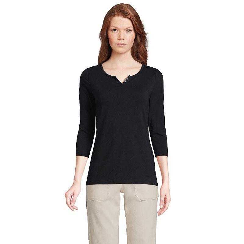 Lands End Womens 3/4 Sleeve Lightweight Jersey Henley Top Product Image