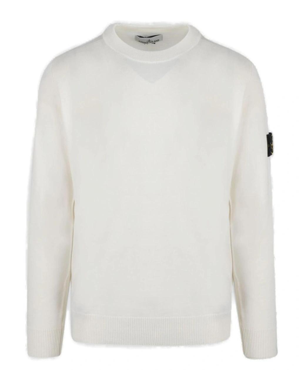 Logo Patch Crewneck Sweater In White Product Image