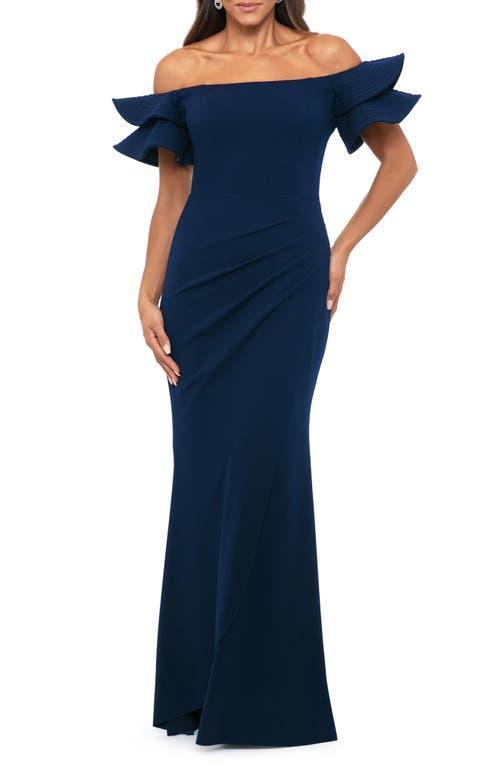 Xscape Womens Off-The-Shoulder Scuba Crepe Sheath Dress Product Image