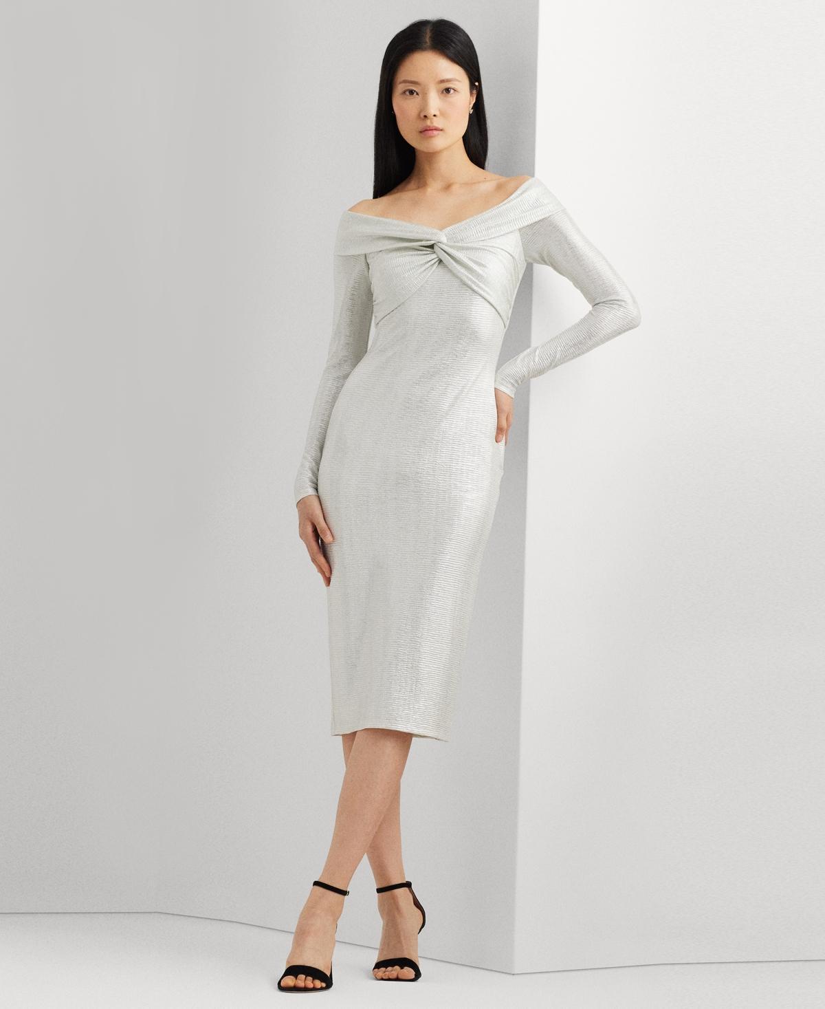 Lauren Ralph Lauren Womens Metallic Off-The-Shoulder Sheath Dress Product Image