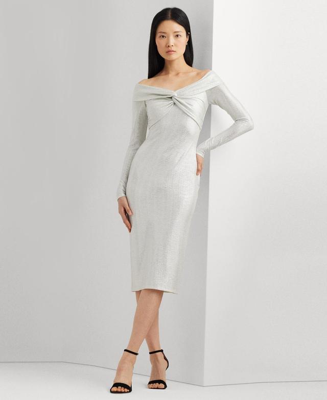 Lauren Ralph Lauren Womens Metallic Off-The-Shoulder Sheath Dress Product Image